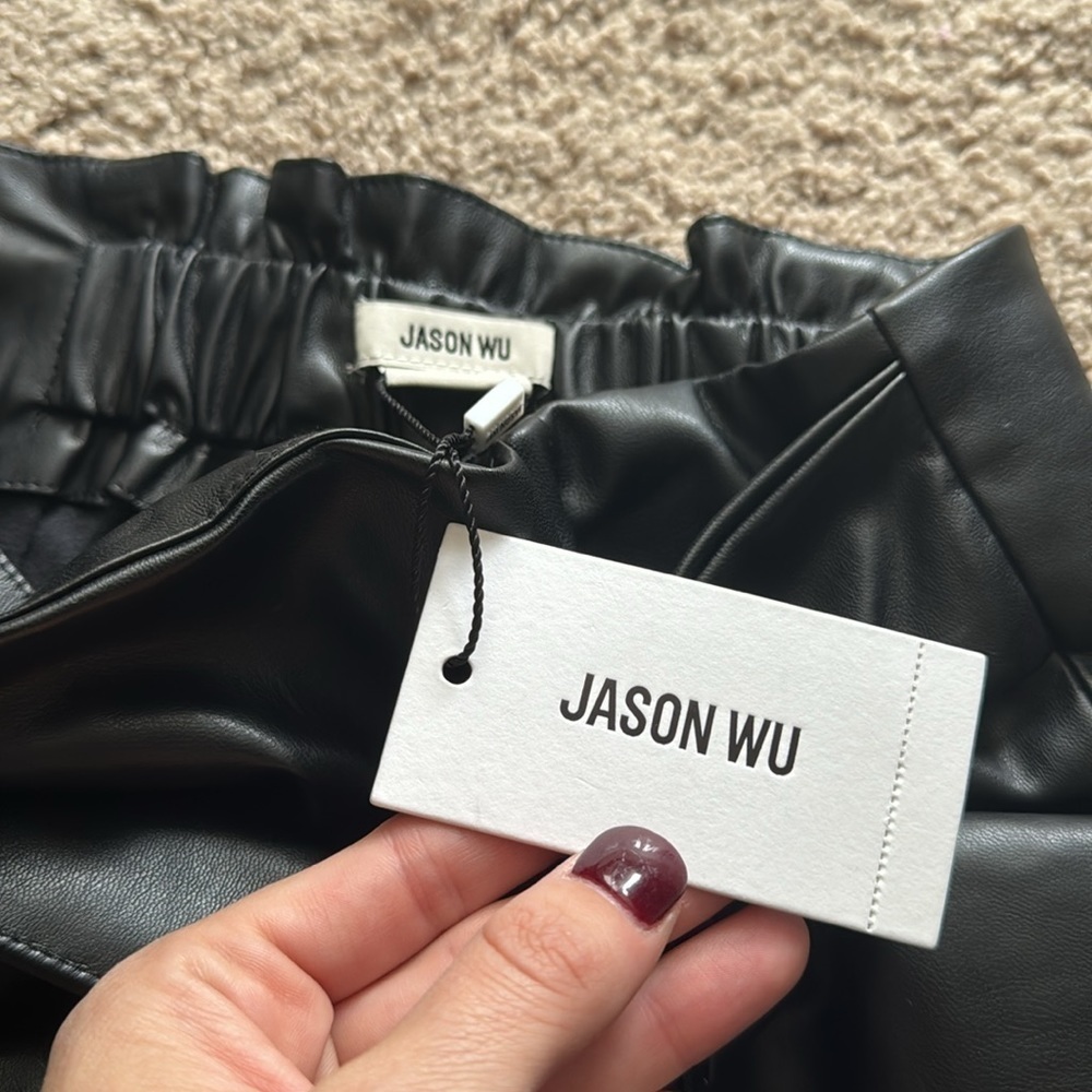 Jason Wu- Black Leather Wrap Tie Mini Skirt - Picture 7 of 9